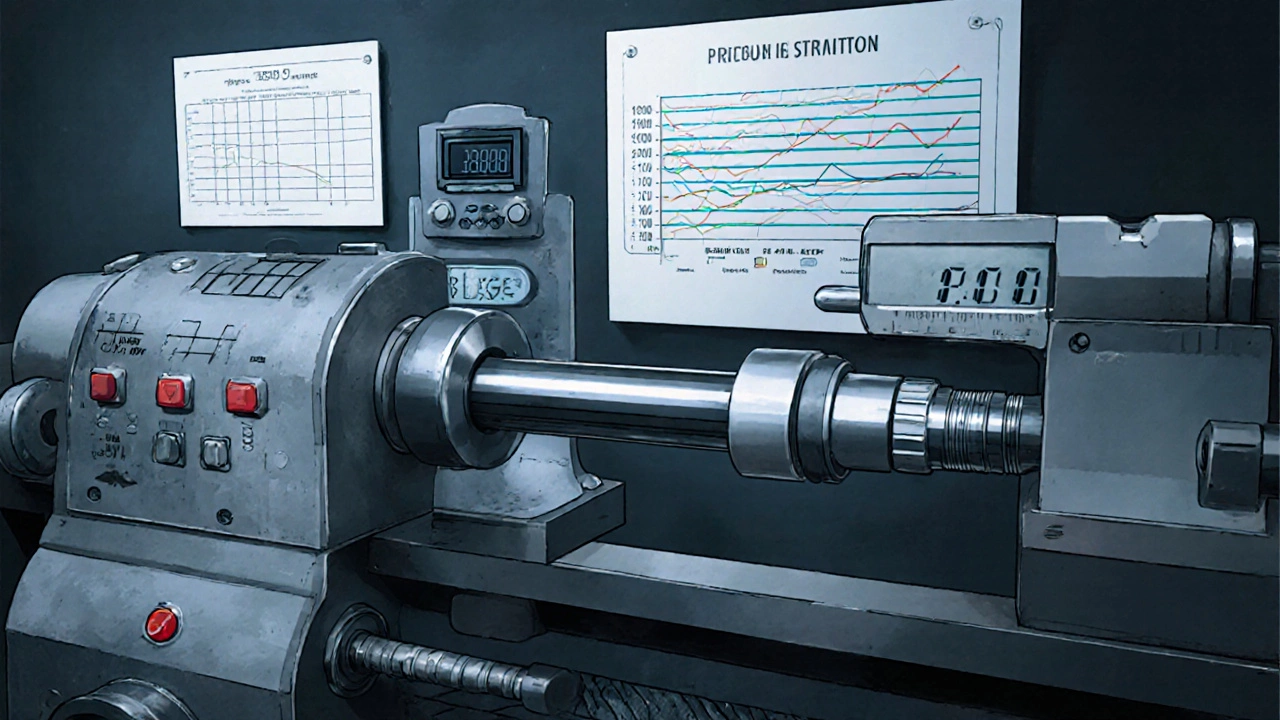 Мастер измеряет диаметр вала с точностью до сотых миллиметра.