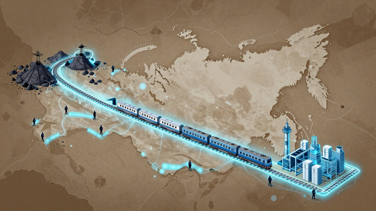 Цепочка производства в России: от шахт Урала до сборки холодильников с потоками данных и рабочих.