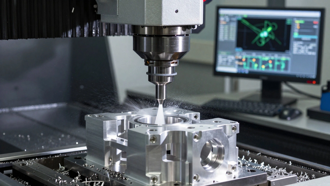 Процесс фрезерования детали на станке с ЧПУ по заданной 3D-модели