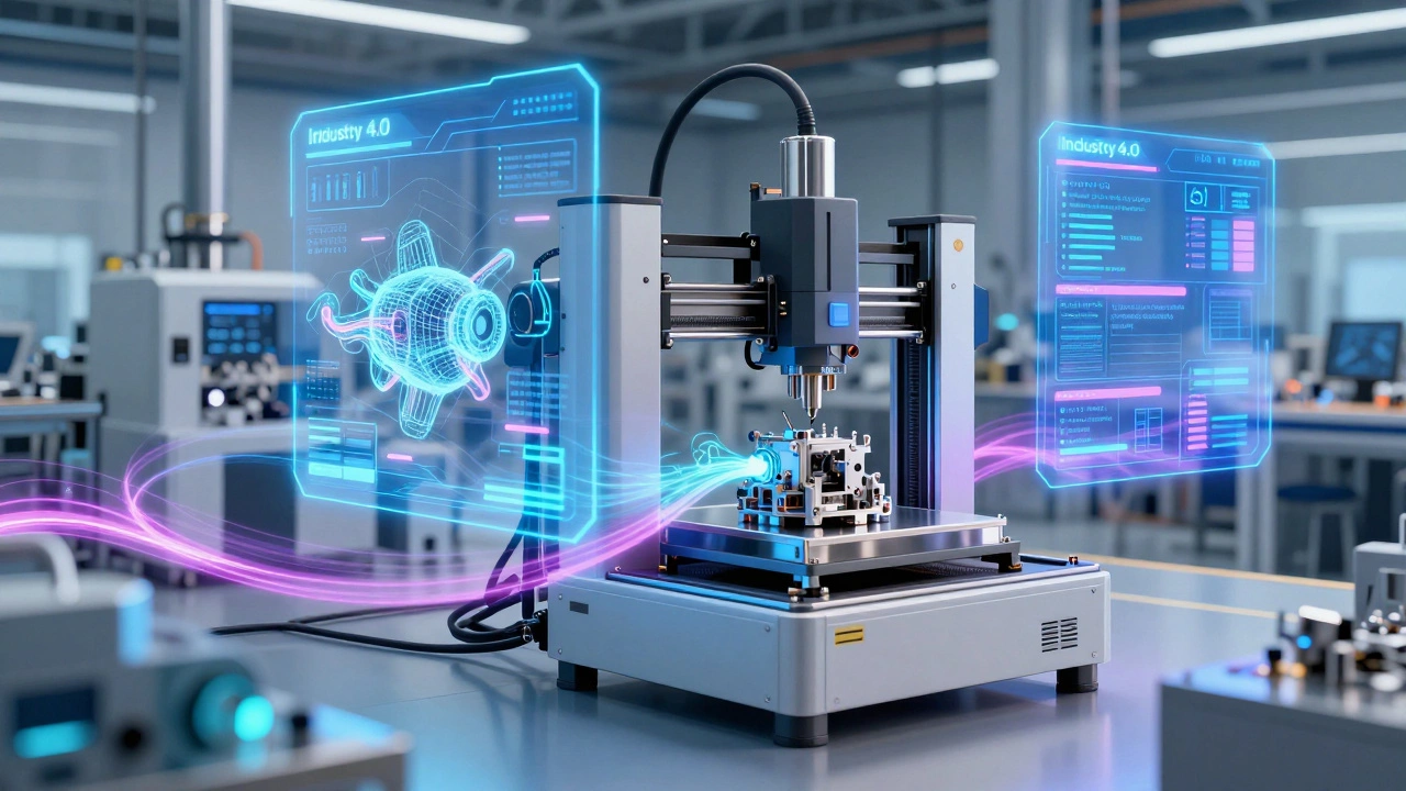 Футуристический завод с 3D-печатью и цифровыми данными